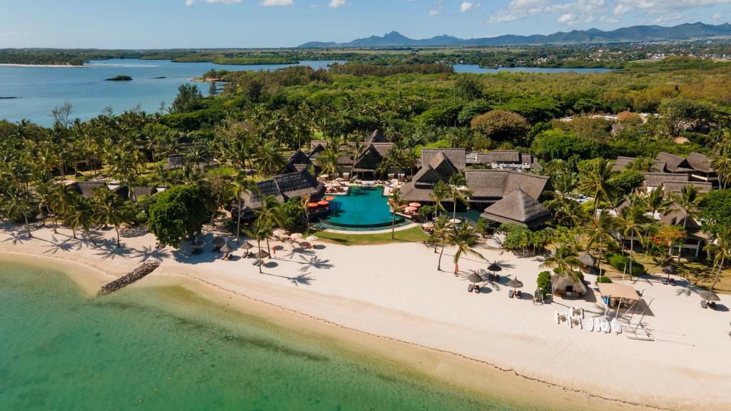 an aerial view of the resort and the beach at Constance Prince Maurice in Post of Flacq