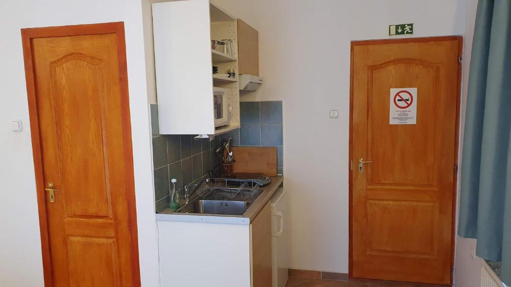 A kitchen or kitchenette at Palantír Panzió