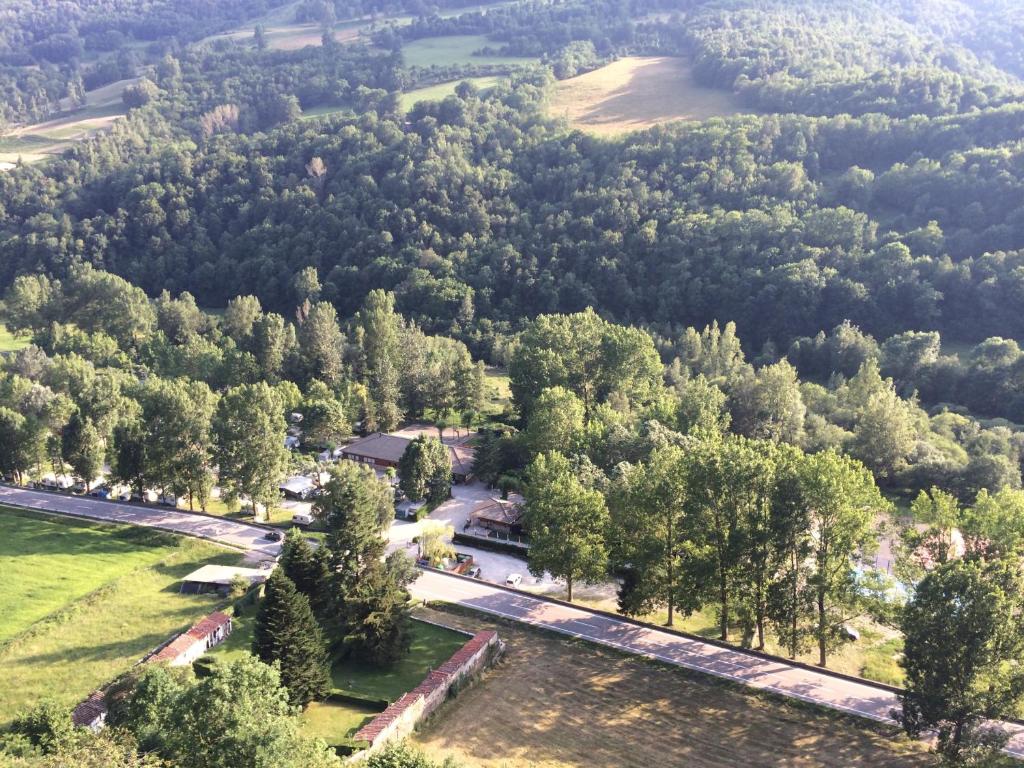 een luchtzicht op een bosrijke omgeving met bomen bij Bungalows Conca De Ter in Vilallonga de Ter
