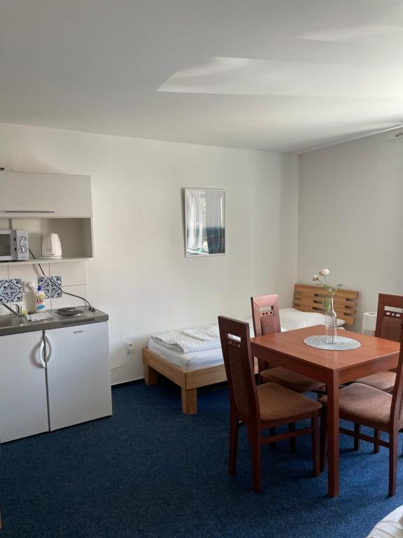 Kuchyň nebo kuchyňský kout v ubytování Mikulov Inn - hotel Zeme