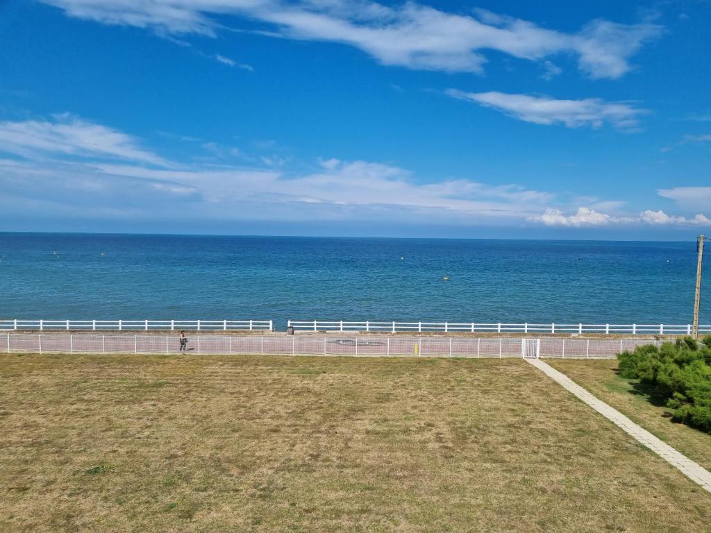 a view of the ocean from a bluff at Lion Beach in Lion-sur-Mer