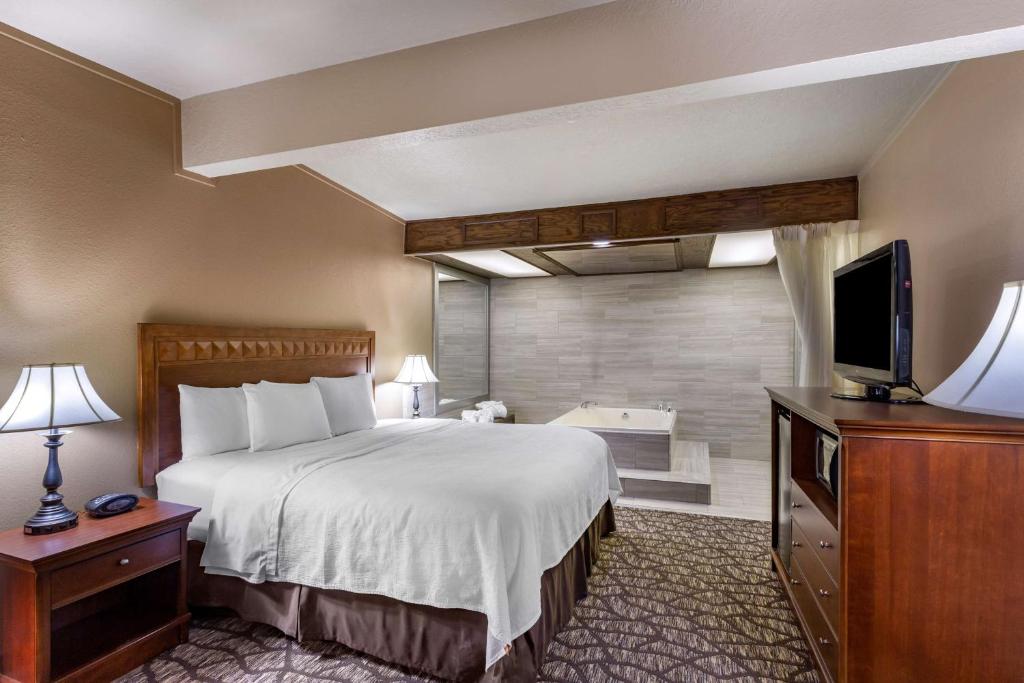 a hotel room with a bed and a television at Best Western Dunmar Inn in Evanston