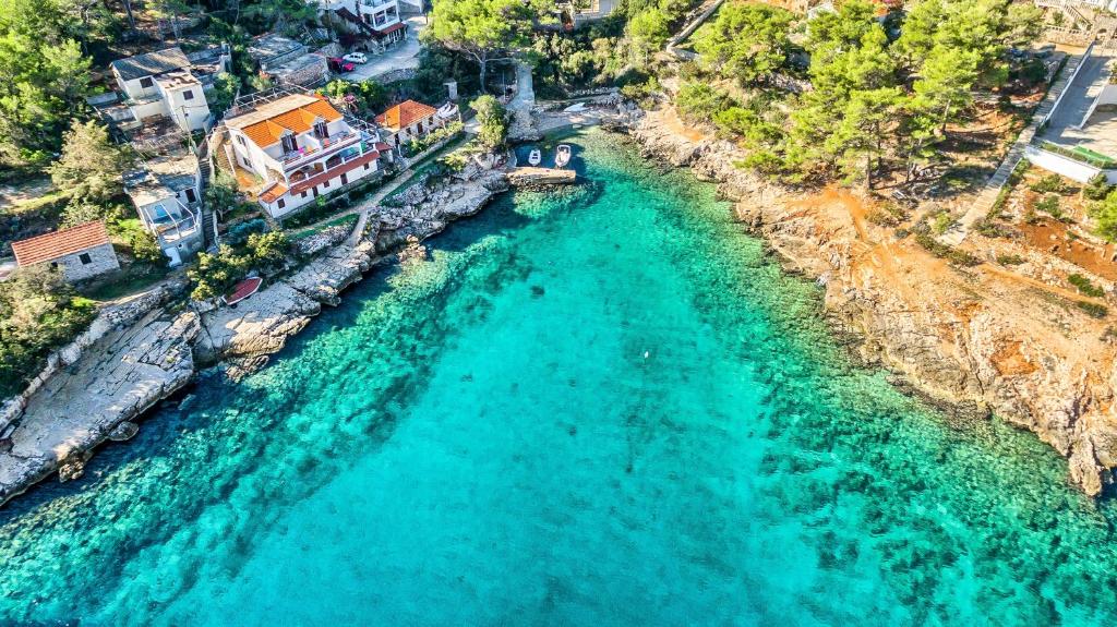 an aerial view of a body of water at Apartments by the sea Basina, Hvar - 5699 in Vrbanj
