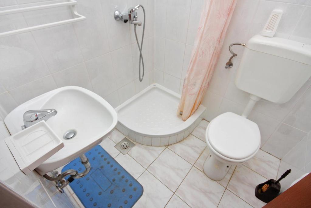a small bathroom with a sink and a toilet at Apartments with a parking space Bibinje, Zadar - 5753 in Bibinje