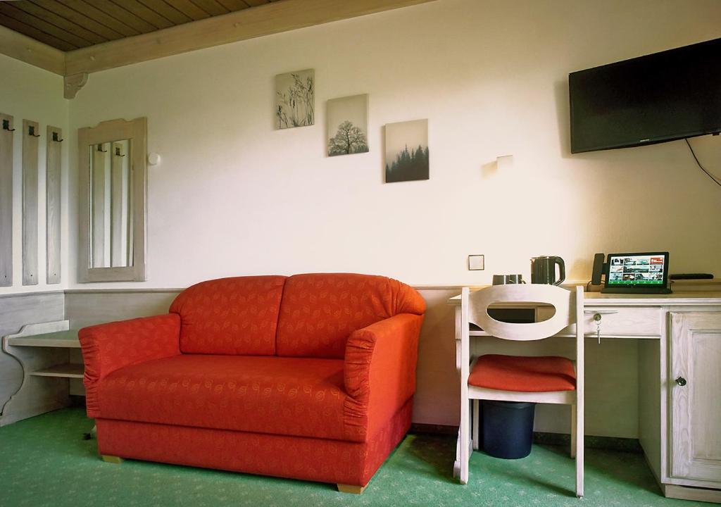 TV a/nebo společenská místnost v ubytování Bergseele Privat- & Retreathotel Schwarzwald