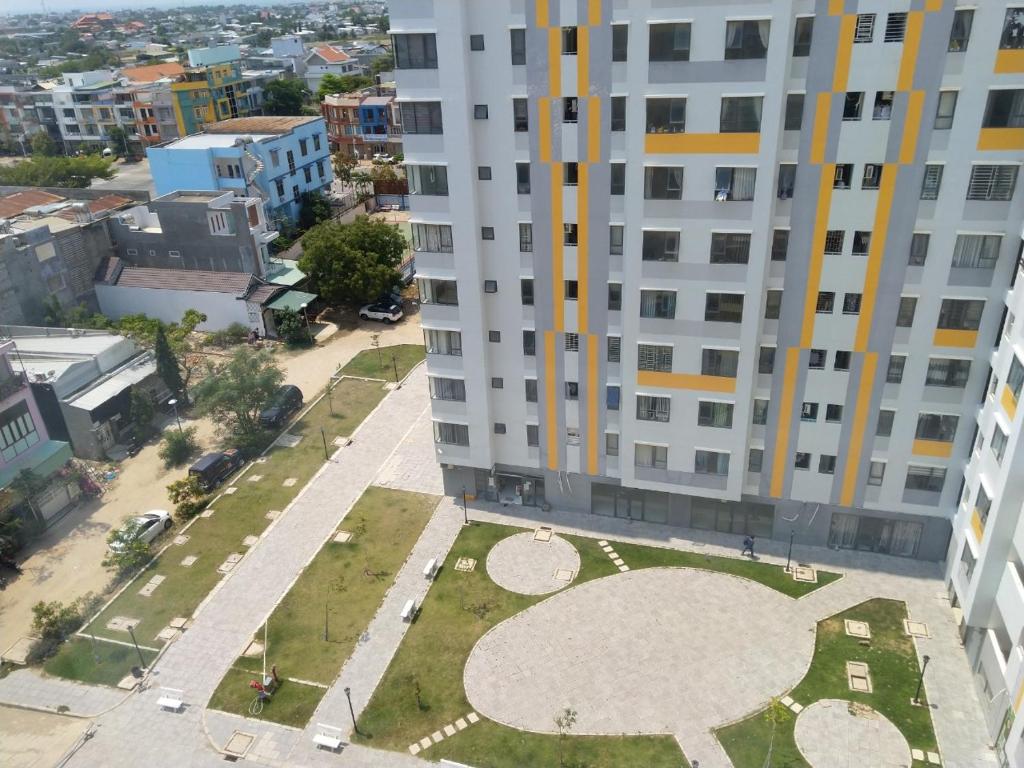 an aerial view of a city with a building at Thao Nguyen Homestay in Thôn Mỹ Phước