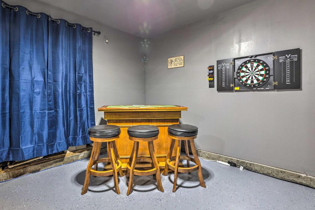 Gran Board Setup  Arcade game room, Dart board wall, Bar shed