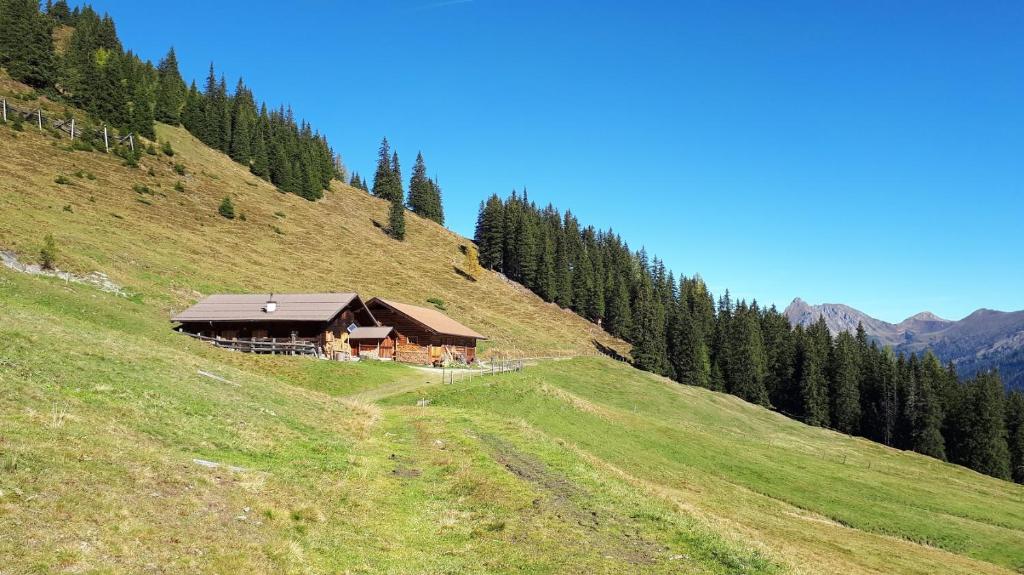 a house on the side of a hill at Vorderkaseralm in Sankt Johann im Pongau