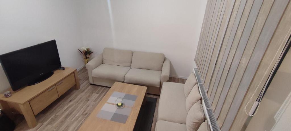 uma sala de estar com um sofá e uma televisão em Stan na dan "Sanski Most" em Sanski most