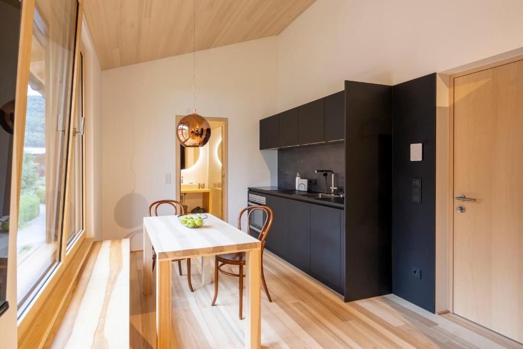 Kuchyň nebo kuchyňský kout v ubytování am Greben Apartments eins - zwei - sechs - sieben