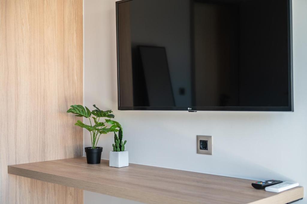 TV a/nebo společenská místnost v ubytování Yiannis Deluxe Apartment