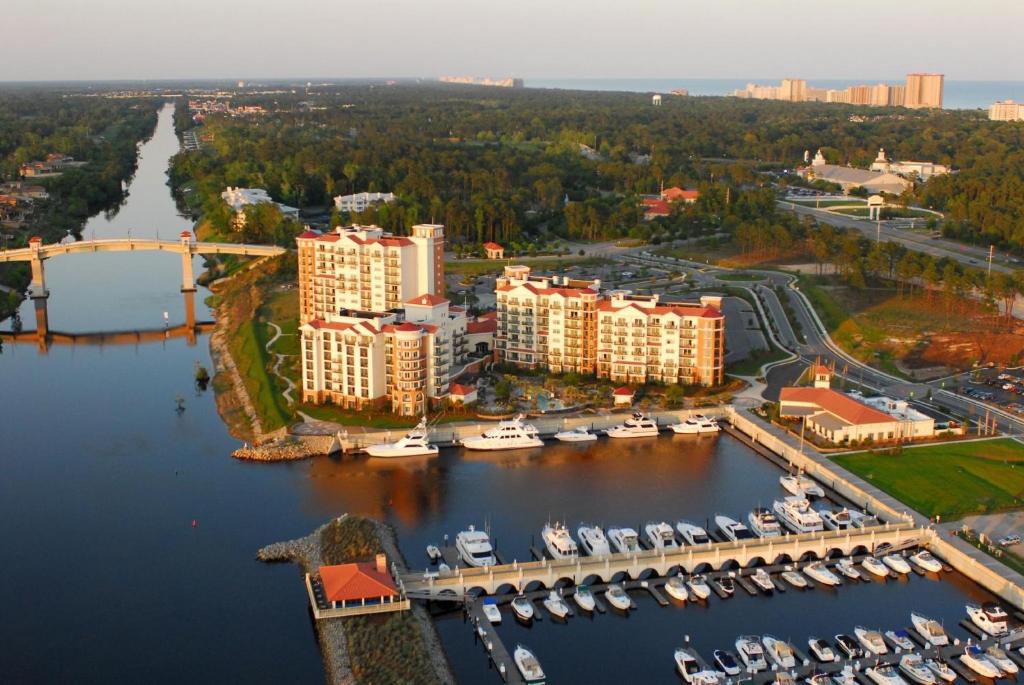 an aerial view of a marina with condos at Marina Inn at Grande Dunes in Myrtle Beach