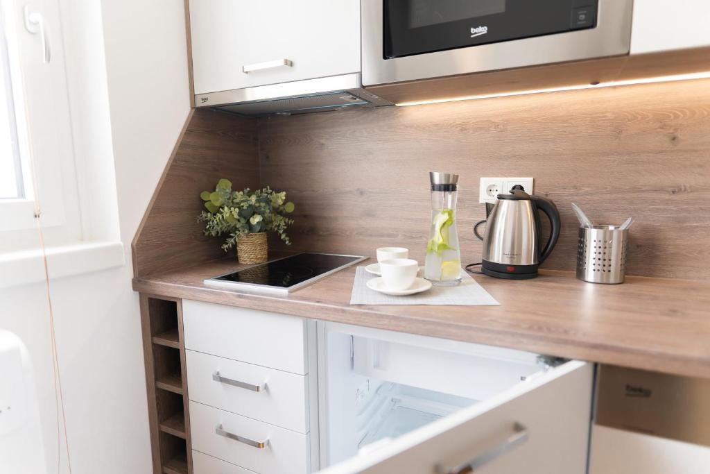 Una cocina o kitchenette en Hotel Triester