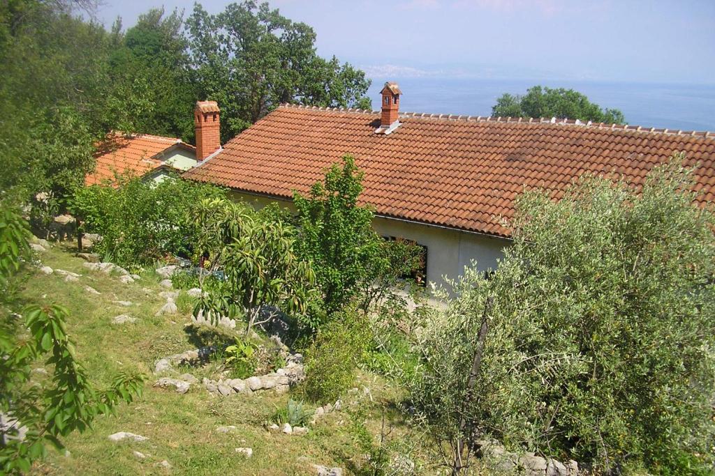 a house with a red roof on a hill at Apartments with a parking space Icici, Opatija - 7763 in Ičići