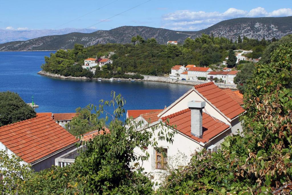 vistas a una ciudad y a un cuerpo de agua en Seaside holiday house Racisce, Korcula - 9163, en Račišće