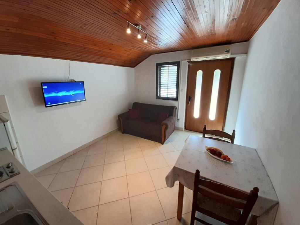 Televízia a/alebo spoločenská miestnosť v ubytovaní Apartments by the sea Lumbarda, Korcula - 9236