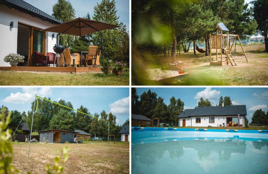 quatre photos différentes d'une maison et d'une piscine dans l'établissement Kiton House, 