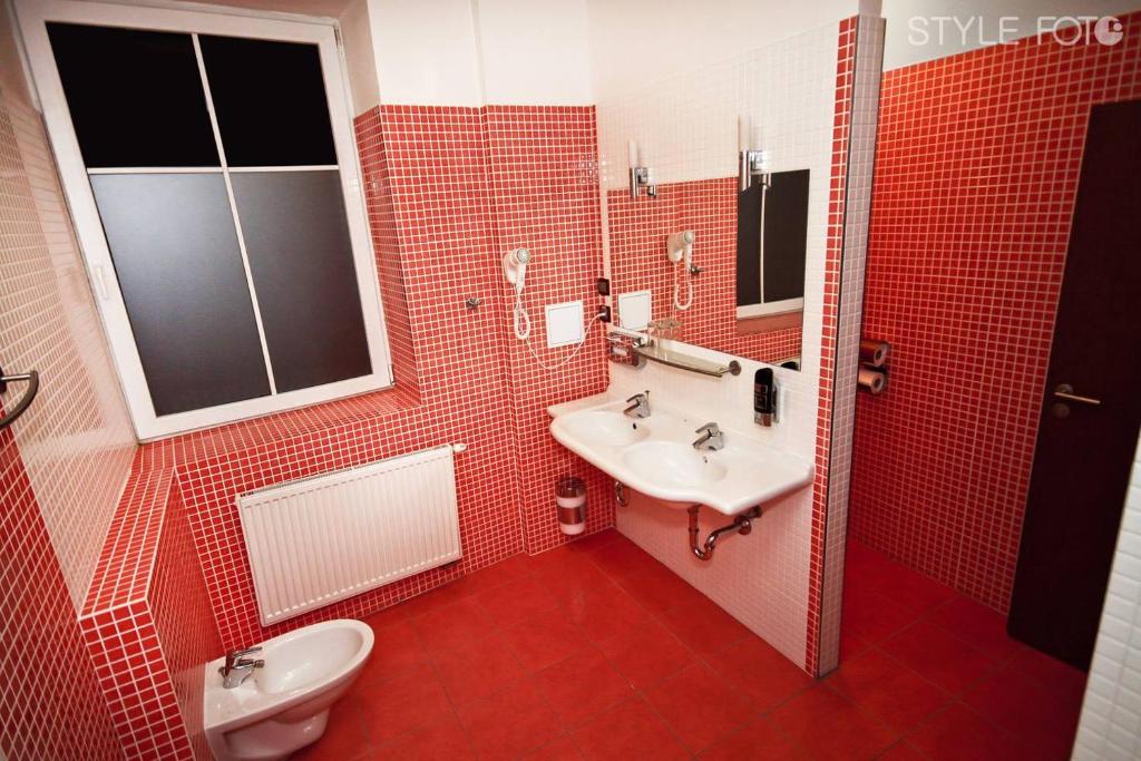 Koupelna v ubytování Hotel Slovan