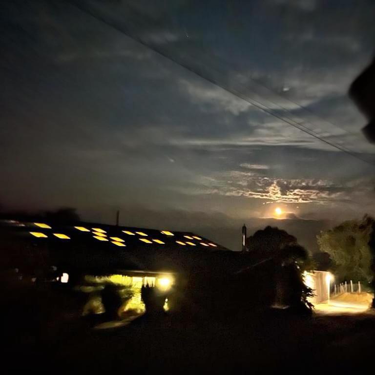 a train with its lights on at night at Le Manège de la Chapinière - DadaLoge in Châteauvieux