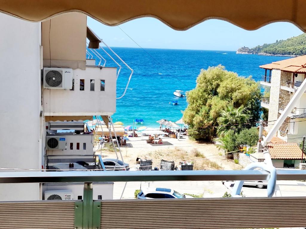 a view of the beach from the balcony of a house at Sea - View in Himare