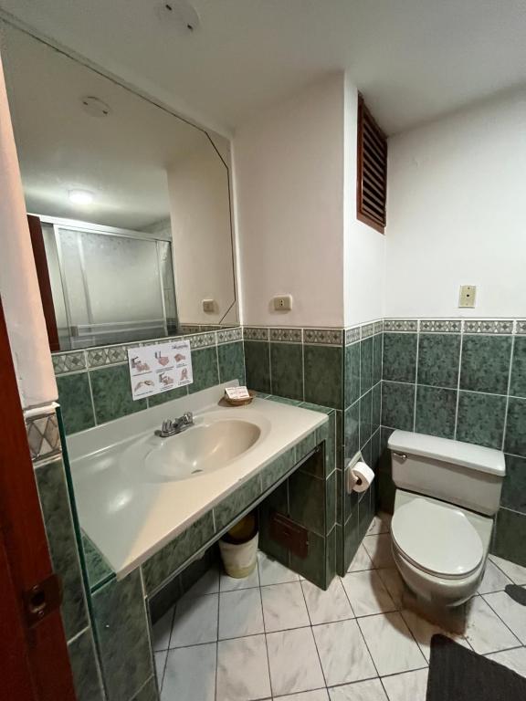 Koupelna v ubytování Hotel Vilandre