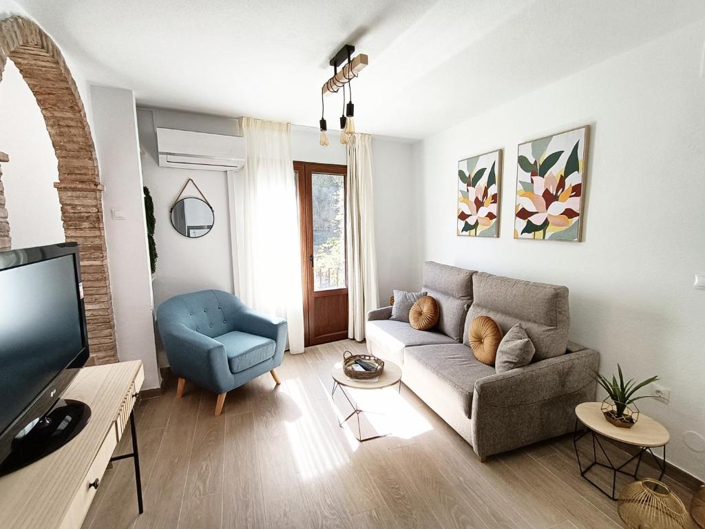 Televízia a/alebo spoločenská miestnosť v ubytovaní Casa yamur bajo la Alhambra Albaycin