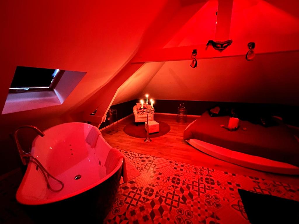 Fotografie z fotogalerie ubytování Redroom Loveroom Chambre Spa privative Insolite Thème 50 nuances de grey v destinaci Douchy-les-Mines