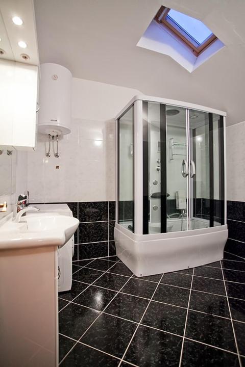 a bathroom with a shower and a sink at Apartments with a parking space Komiza, Vis - 12325 in Komiža