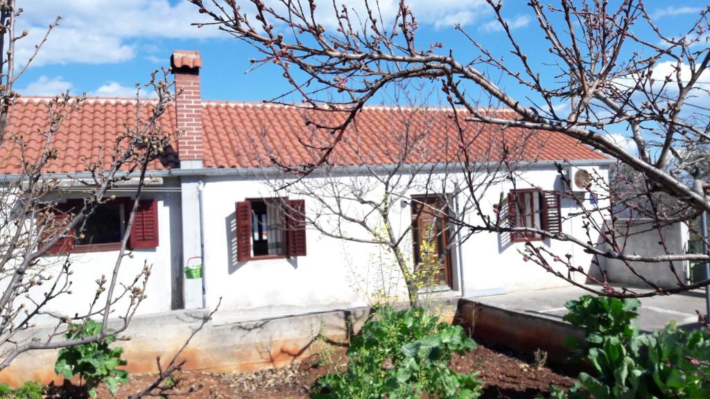 ein weißes Haus mit rotem Dach in der Unterkunft Apartments with a parking space Savar, Dugi otok - 12762 in Brbinj