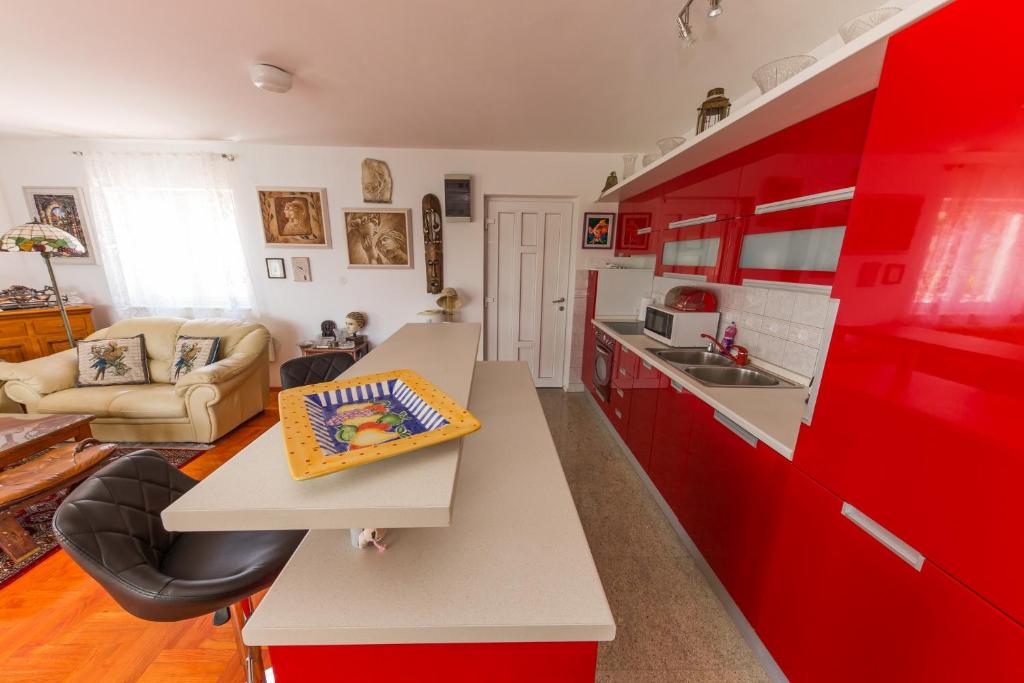 Kuchyňa alebo kuchynka v ubytovaní Apartment Arbanija 14825b