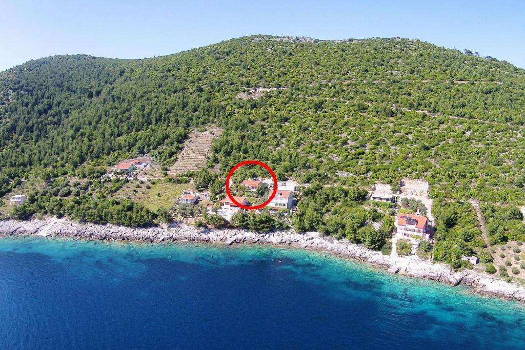 eine Insel mit einem Haus mitten im Wasser in der Unterkunft Seaside holiday house Karbuni, Korcula - 14889 in Prizba