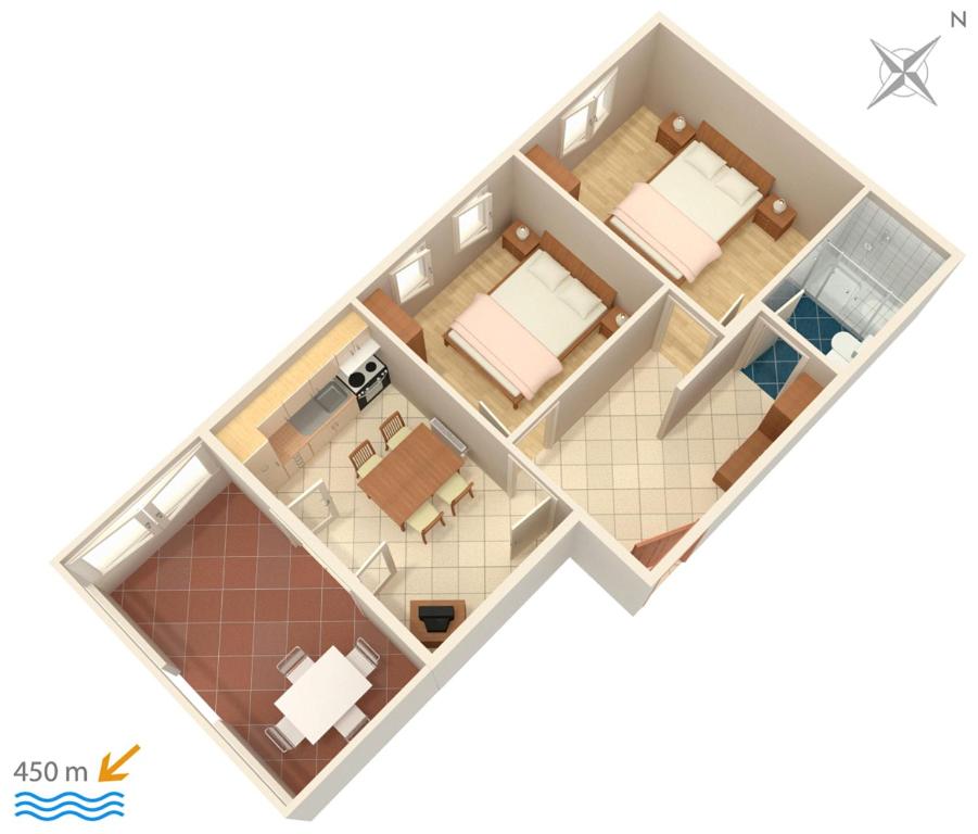 Plan piętra w obiekcie Family friendly apartments with a swimming pool Povljana, Pag - 244