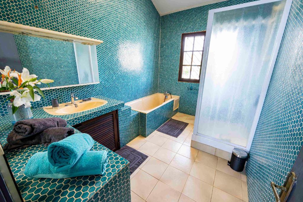 Koupelna v ubytování Villa Coco des sables accès direct au lagon