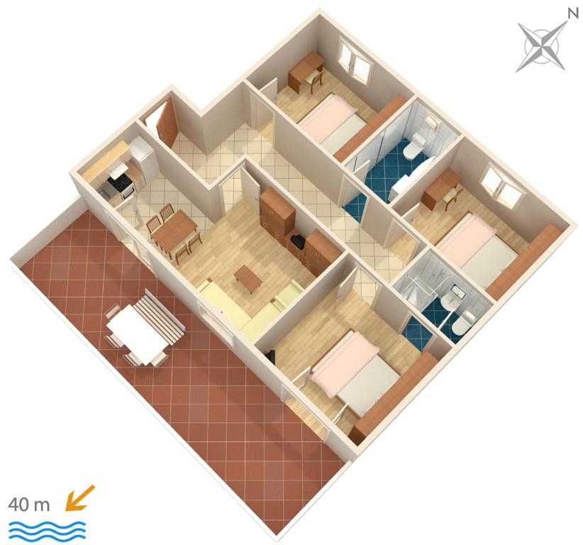 Půdorys ubytování Apartments by the sea Igrane, Makarska - 310