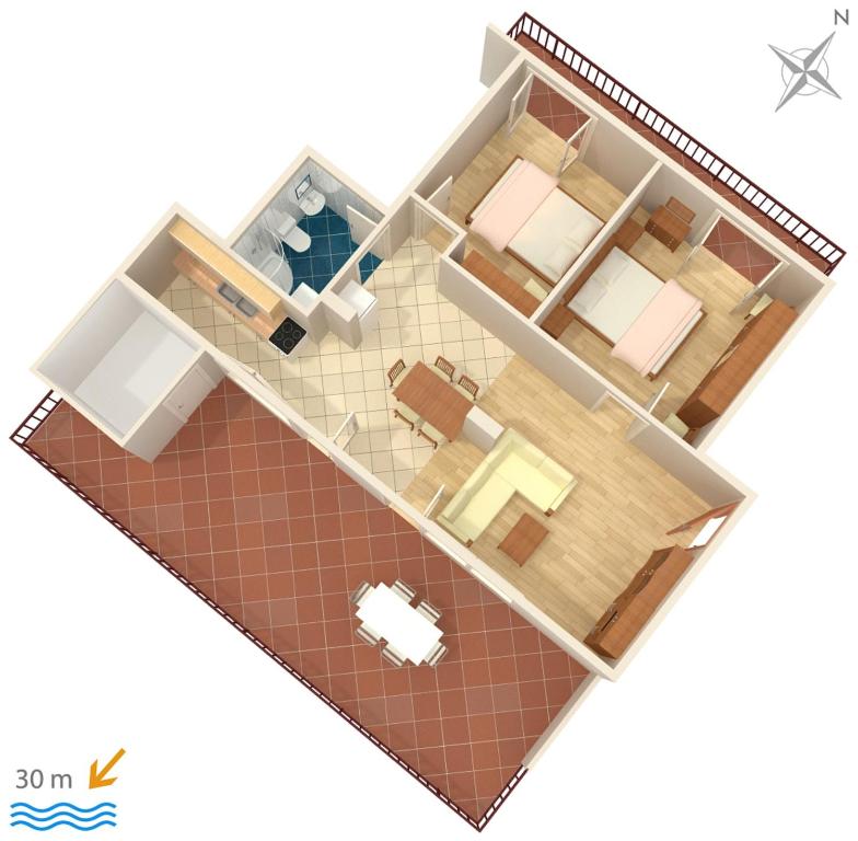 Půdorys ubytování Apartments by the sea Igrane, Makarska - 311