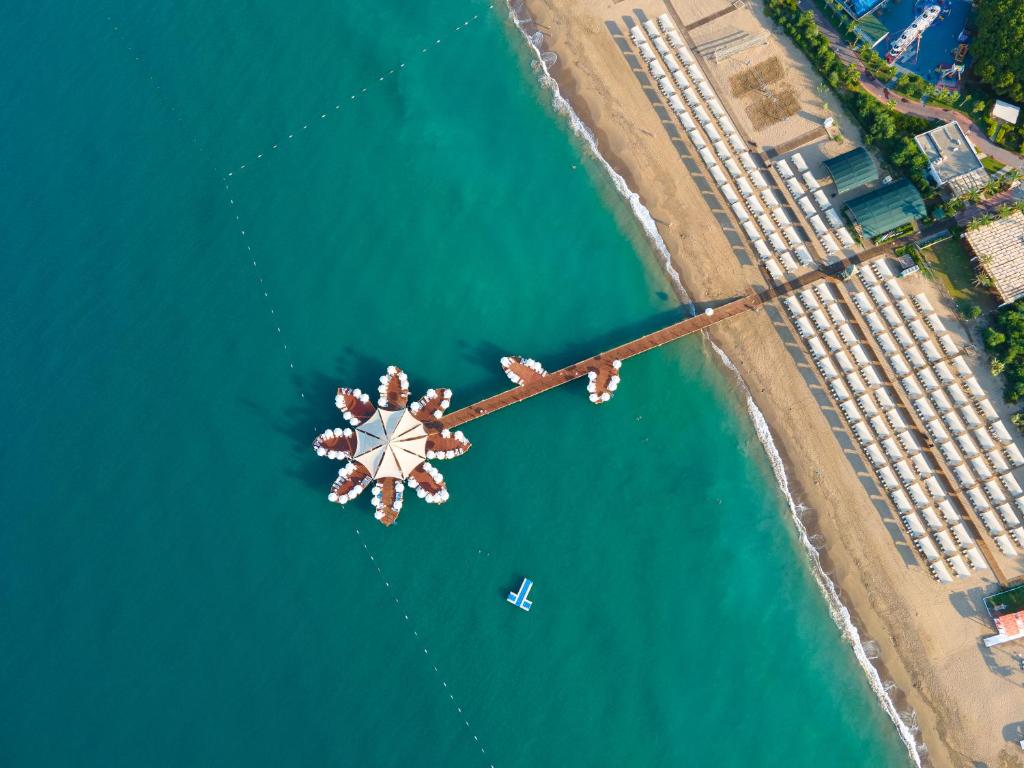 an aerial view of a pier over the water at Sueno Hotels Beach Side in Side