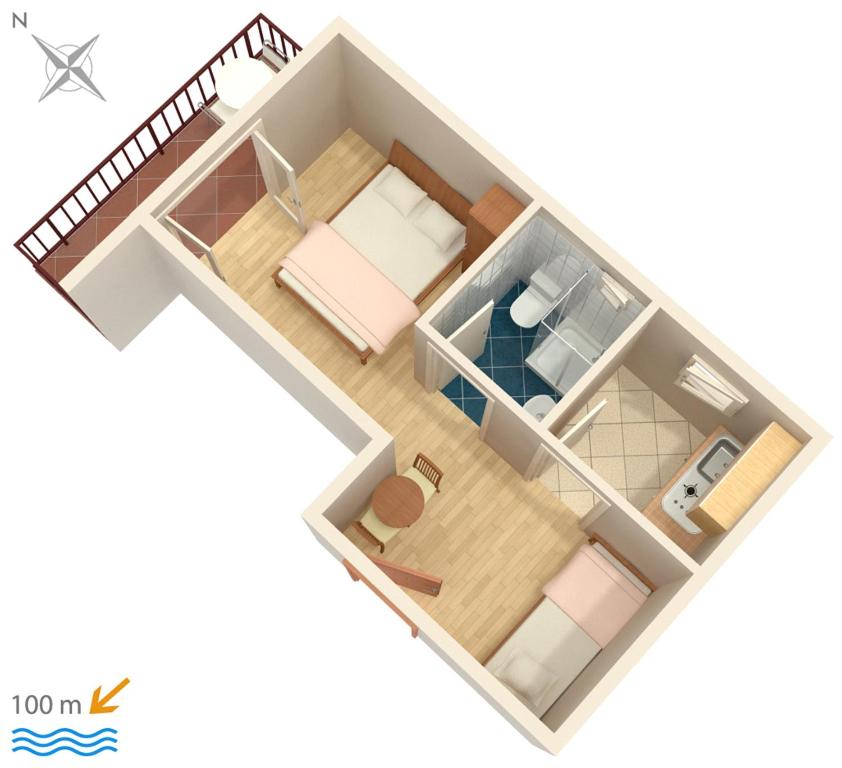 Půdorys ubytování Apartments by the sea Podaca, Makarska - 516