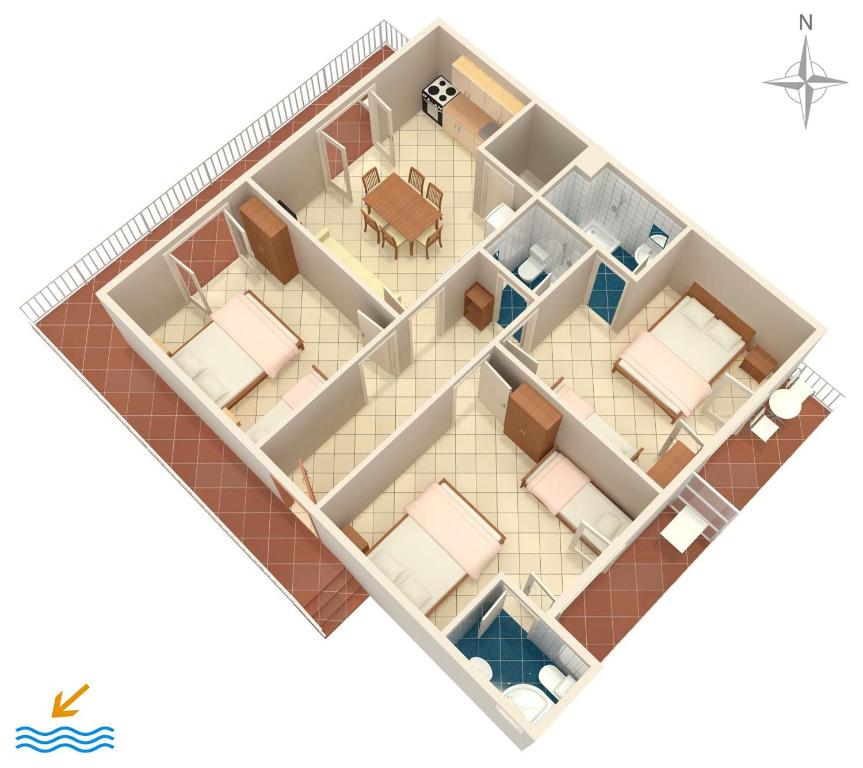Půdorys ubytování Apartments by the sea Podaca, Makarska - 515