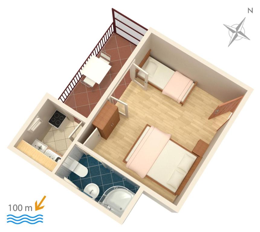 Půdorys ubytování Apartments by the sea Podaca, Makarska - 515