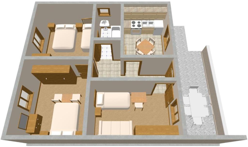 a rendering of a floor plan of a house at Apartments by the sea Povlja, Brac - 710 in Povlja