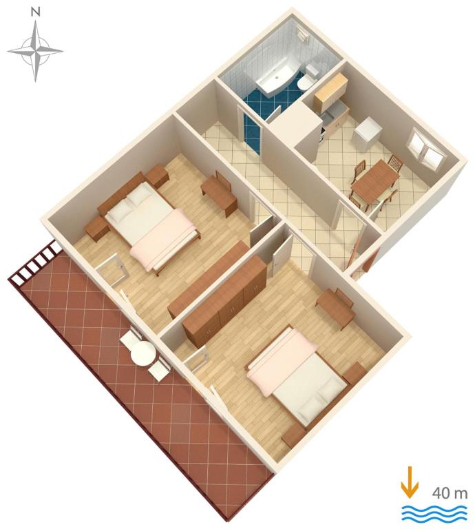 Plan piętra w obiekcie Apartments by the sea Privlaka, Zadar - 666