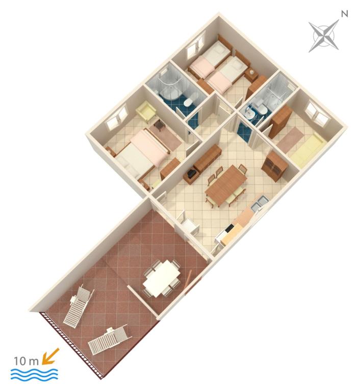 Plán poschodí v ubytovaní Apartment Seget Vranjica 1051b