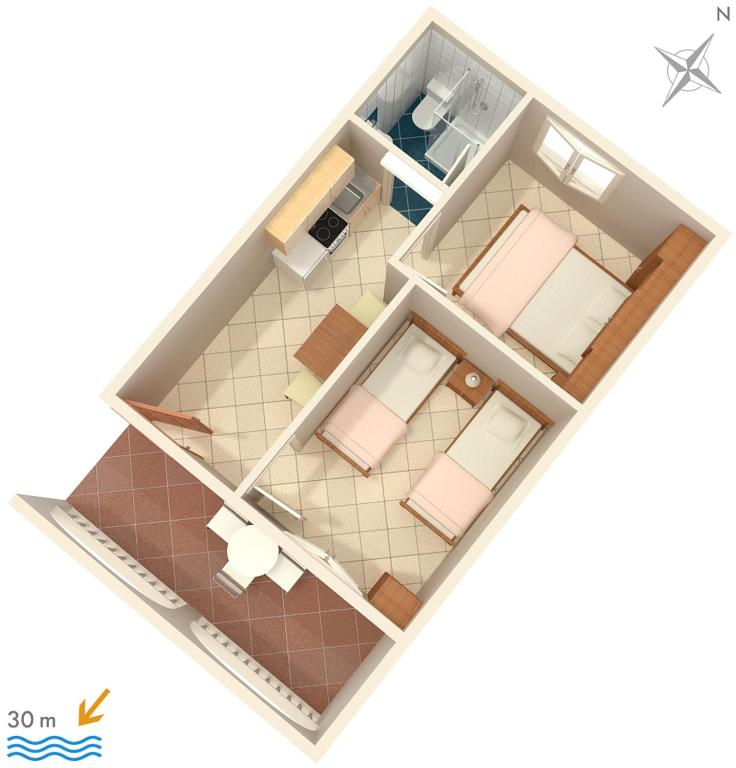 Půdorys ubytování Apartments by the sea Rukavac, Vis - 1154