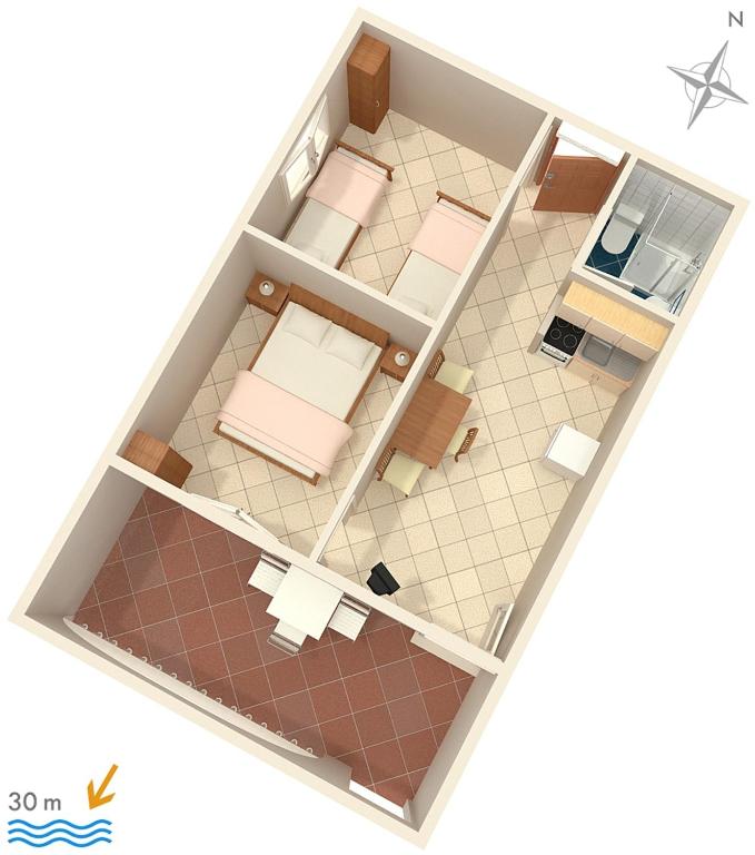 Půdorys ubytování Apartments by the sea Rukavac, Vis - 1154
