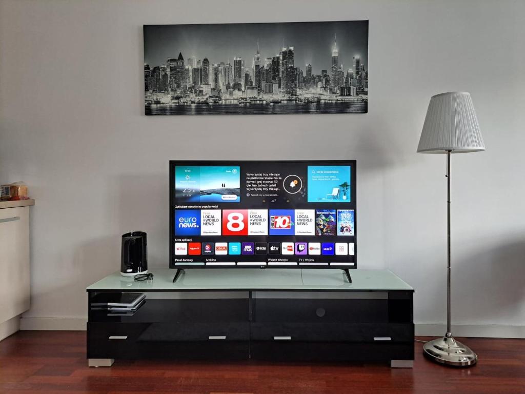 Televízia a/alebo spoločenská miestnosť v ubytovaní Rynek 45 Apartament
