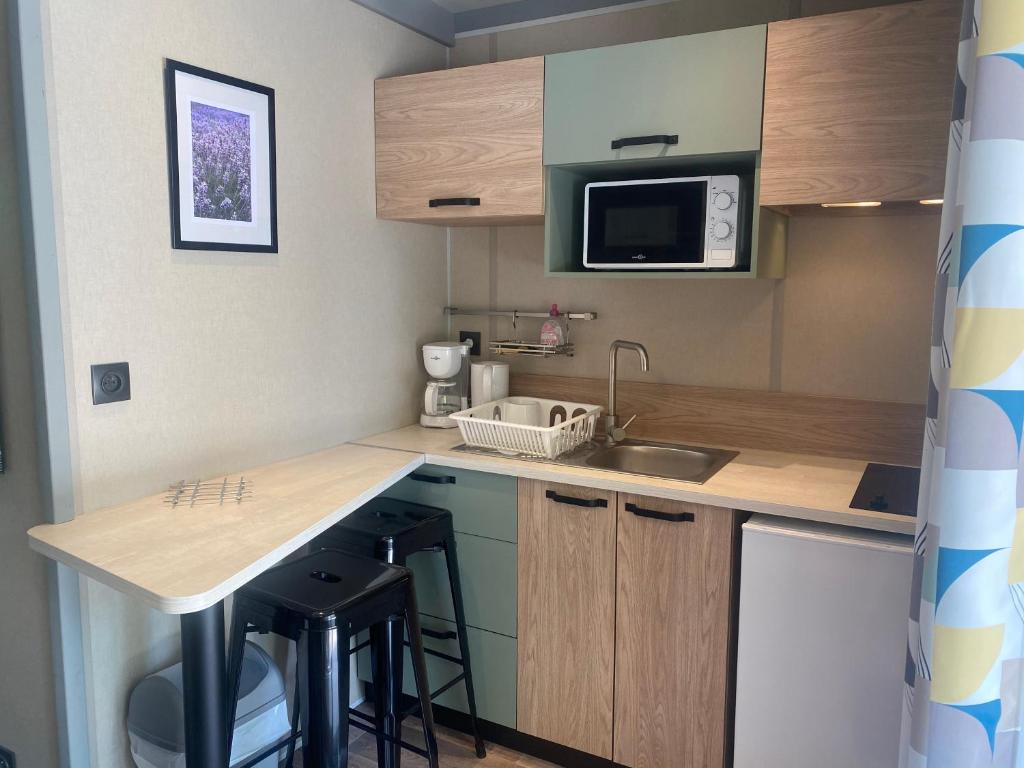 Kuchyň nebo kuchyňský kout v ubytování Camping Frédéric Mistral