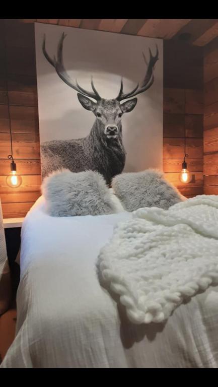 Voodi või voodid majutusasutuse Chalet avec jacuzzi - 150 m des remontées toas