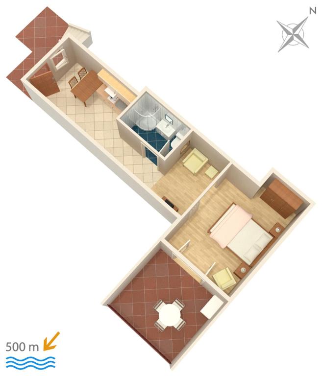 Plán poschodí v ubytovaní Apartment Rabac 2340c