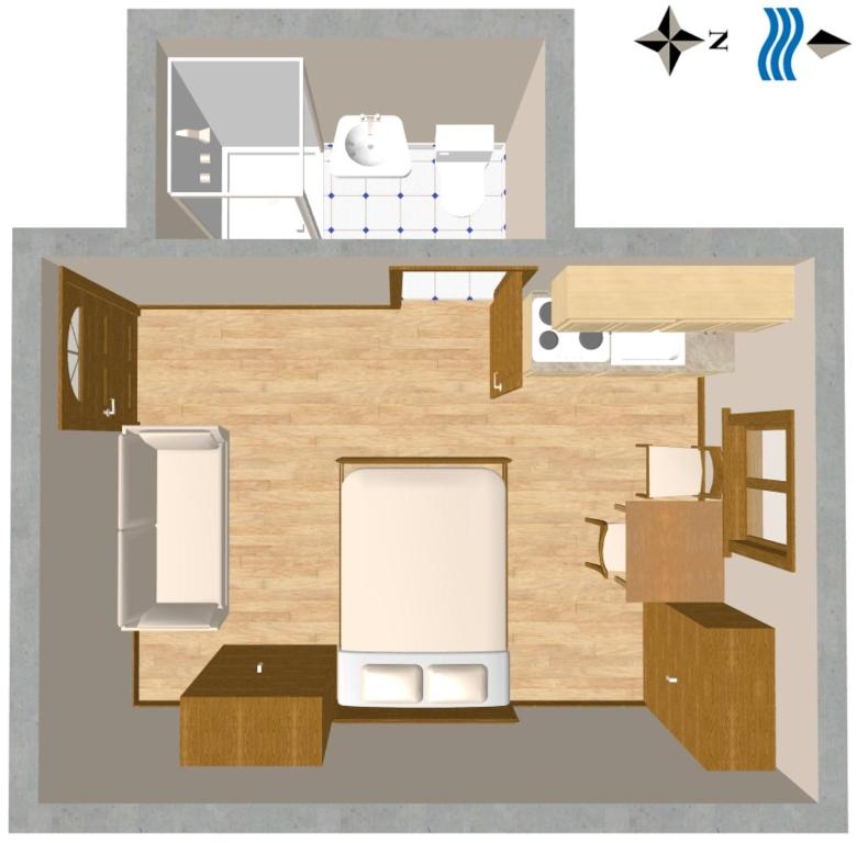 a floor plan of a small apartment with a room at Apartments and rooms by the sea Komiza, Vis - 2431 in Komiža