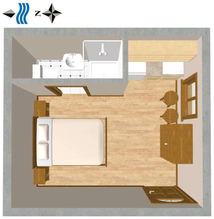 a floor plan of a small apartment with a bedroom at Apartments and rooms by the sea Komiza, Vis - 2431 in Komiža